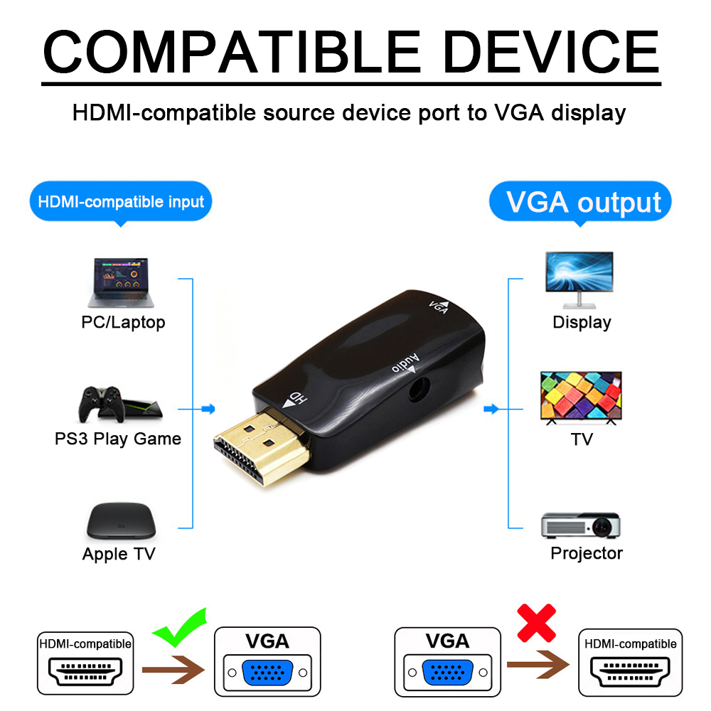 1080P HD HDMI uyumlu VGA Kablo - Transmission Jack Adapter incelemesi ve fiyatı